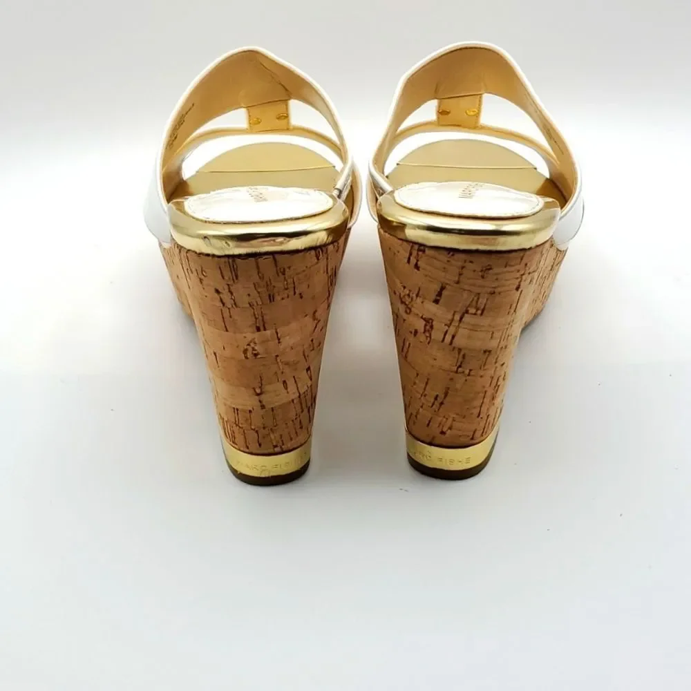 MARC FISHER White and Gold‎ Wedge Sandals. SIZE 10M. S855